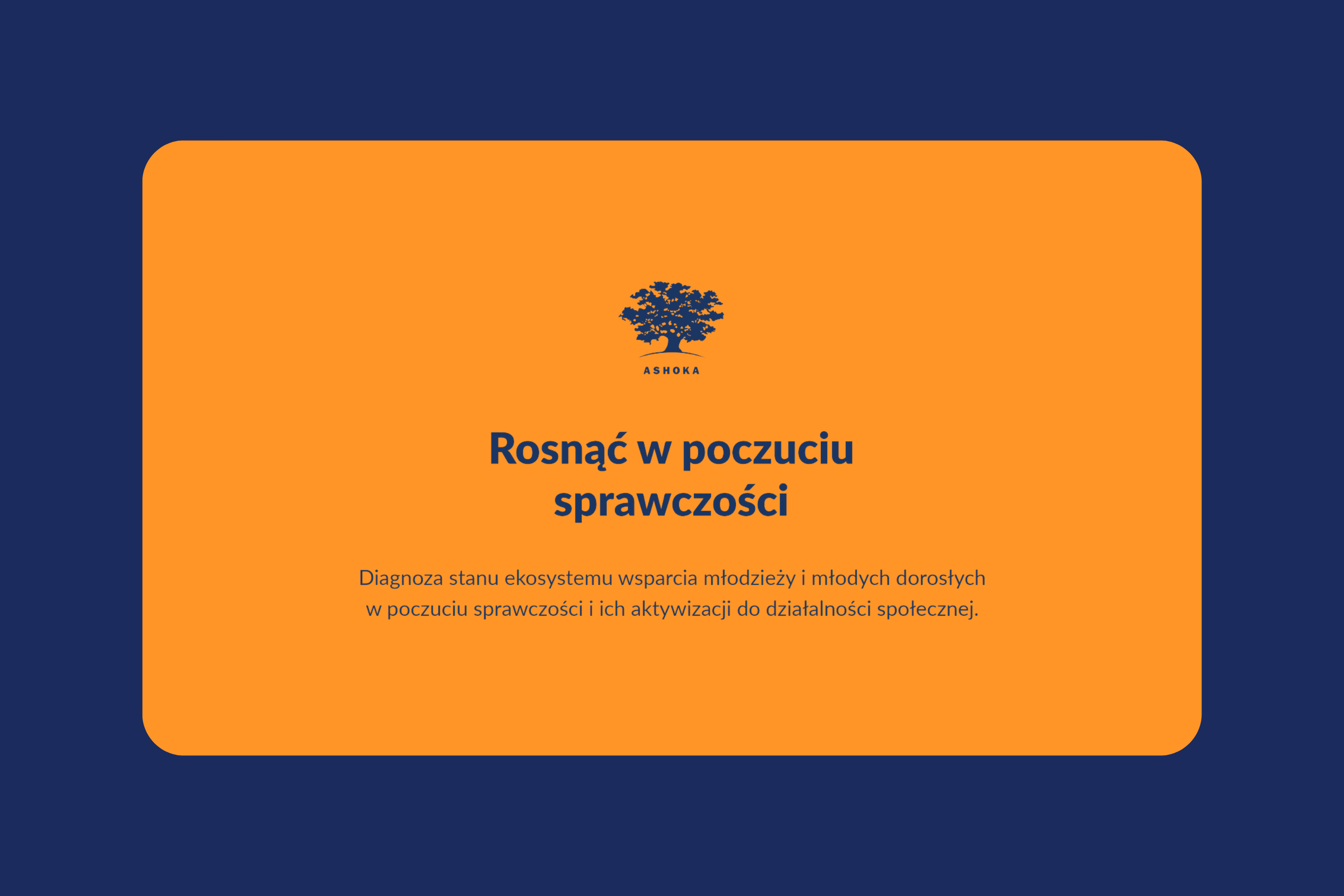 Okładka raportu "Rosnąć w poczuciu sprawczości Diagnoza stanu ekosystemu wsparcia młodzieży i młodych dorosłych w poczuciu sprawczości i ich aktywizacji do działalności społecznej " na granatowym tle