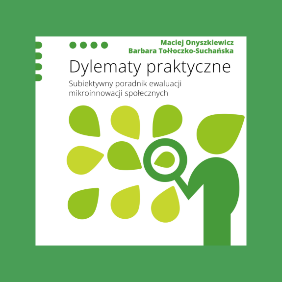 Okładka publikacji Dylematy praktyczne. Subiektywny poradnik ewaluacji mikroinnowacji społecznych