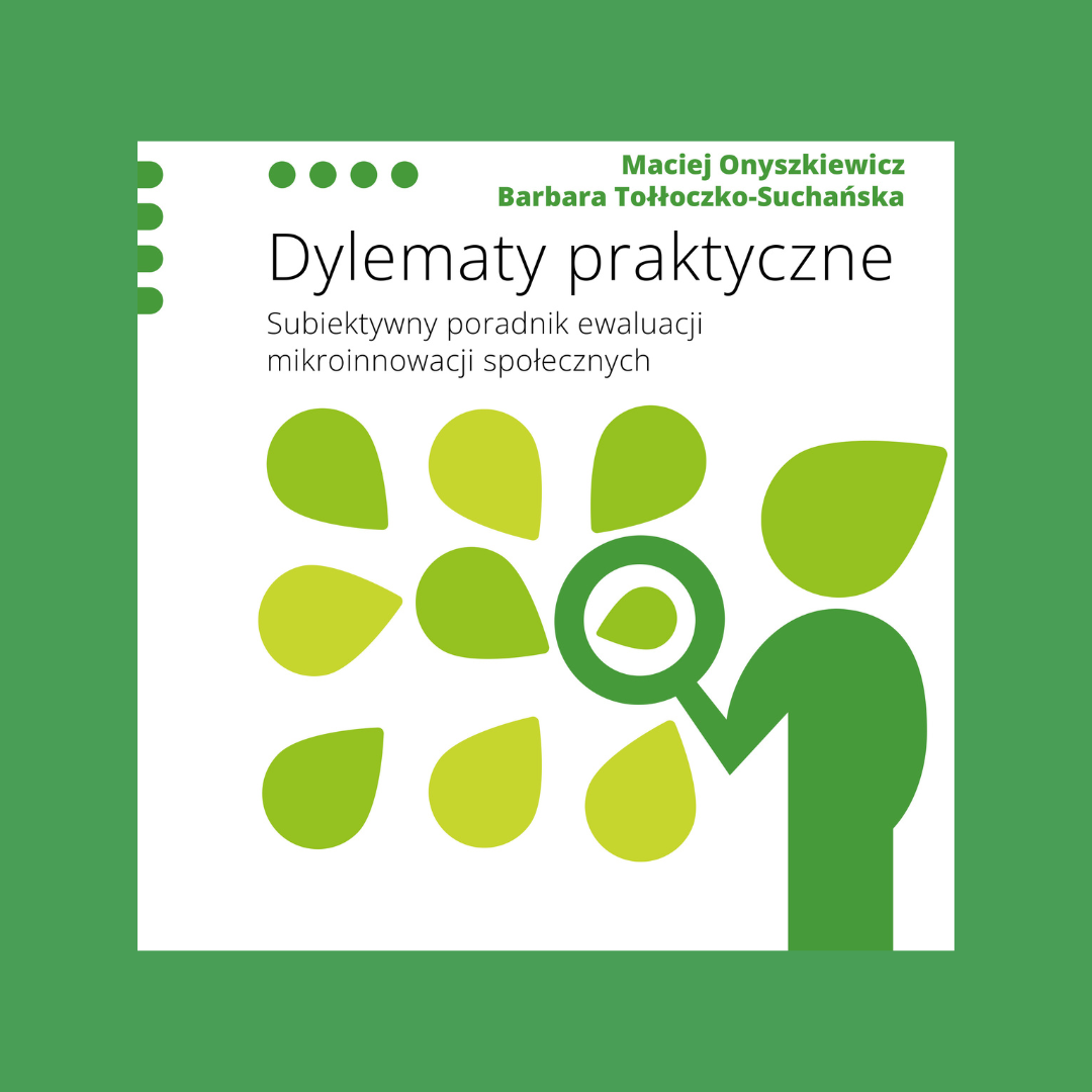 Okładka publikacji Dylematy praktyczne. Subiektywny poradnik ewaluacji mikroinnowacji społecznych